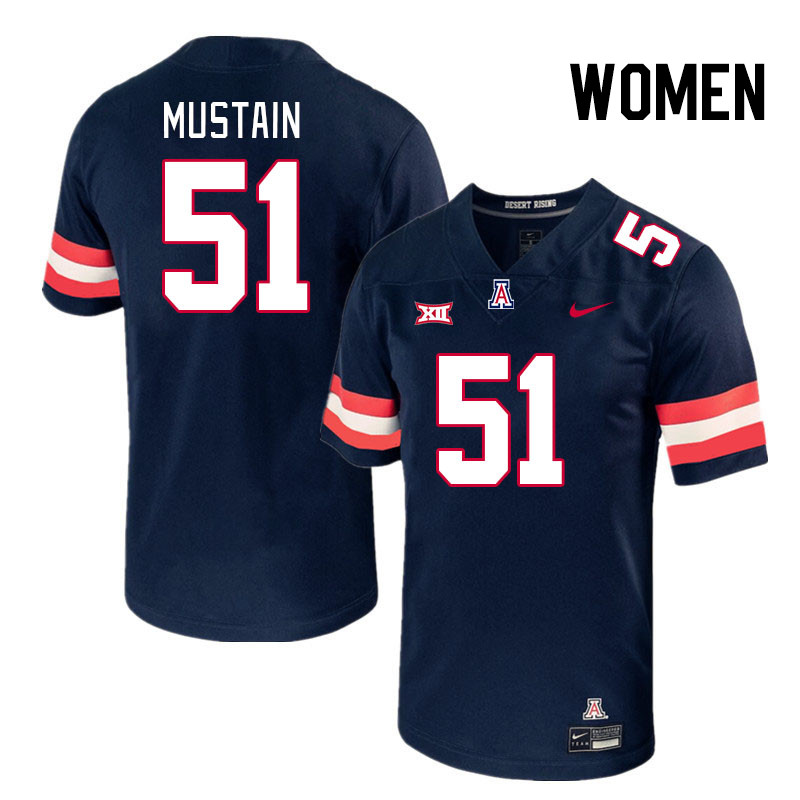 Women #51 Tyler Mustain Arizona Wildcats Big 12 Conference College Football Jerseys Stitched-Navy